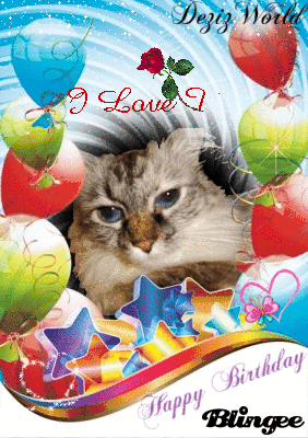 balloons and stars and bling birthday card for Dezi from mommy and sis Lexi