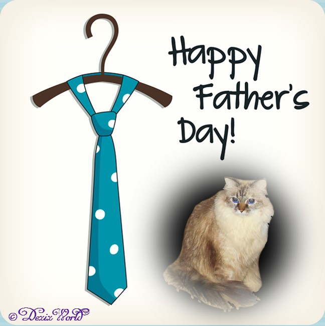 Dezi in a frame with a tie saying Happy Father's Dat