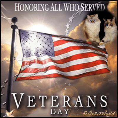 Dezi and Raena in a waving flag frame honoring Veterans