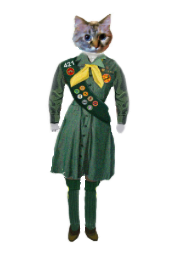 Dezi in her Sabertooth Cat Scout uniform