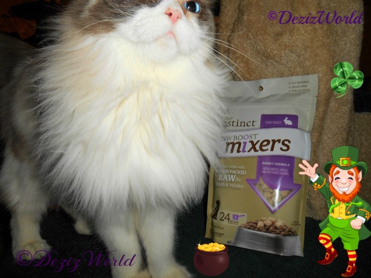 Raena posing beside the bag of Nature's Variety Freeze Dried Mixers