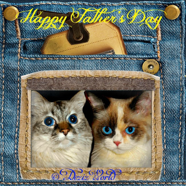 Dezi and Raena on the back pocket of jeans for Father's day