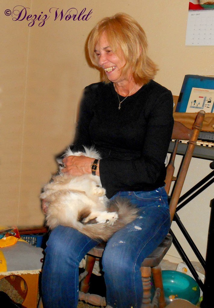 Raena sleeps in Elizabeth's lap