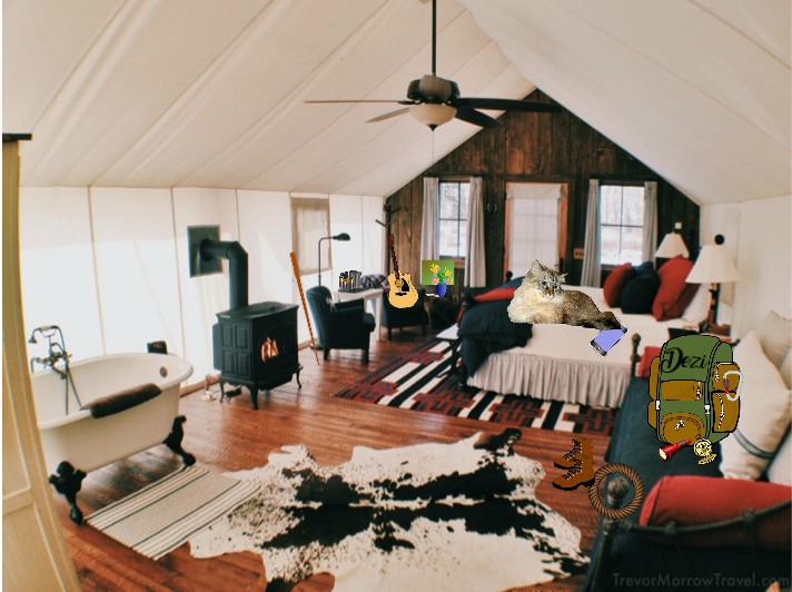 Dezi in tent at cat scouts summer camp