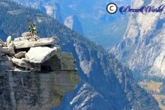 Dezi the hiker atop Half Dome