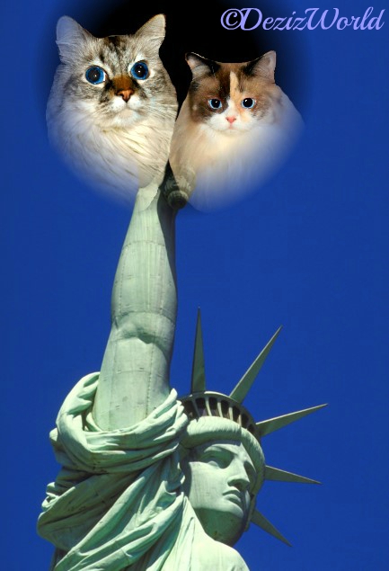 Dezi and Raena in the flame or the Statue of Liberty