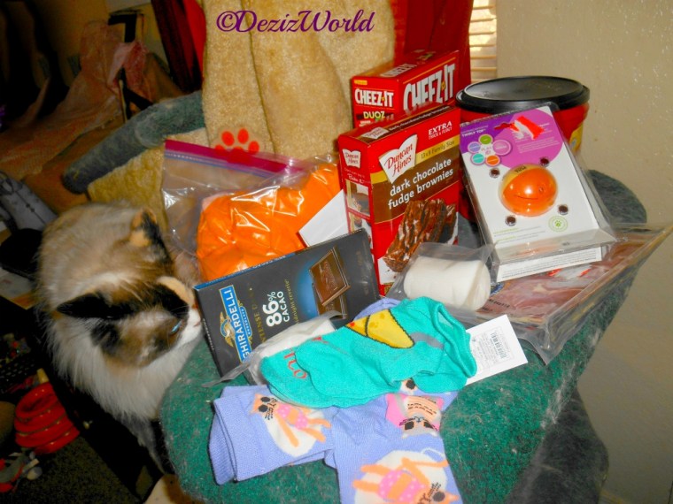 Raena checks out all the goodies Cindy sent in the gift box