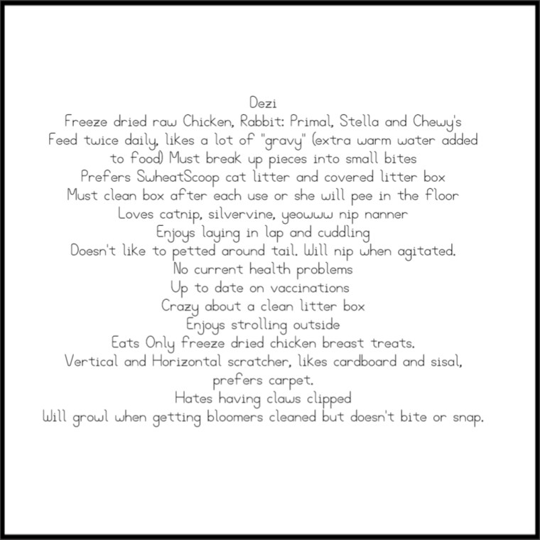 Example of Instruction sheet