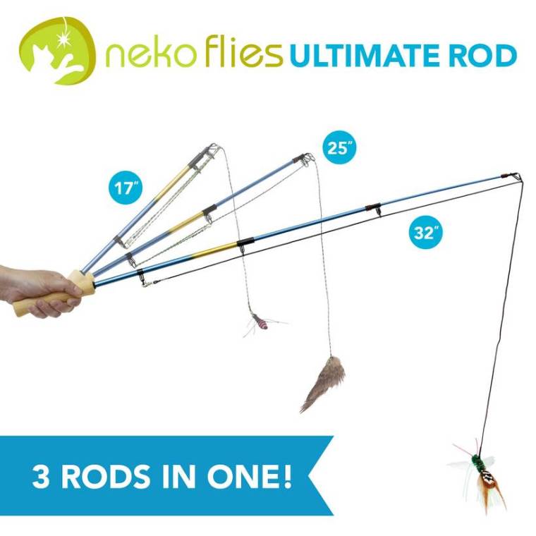 Necko flies ultimate rod cat toy