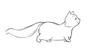 Long haired cat walking clip art