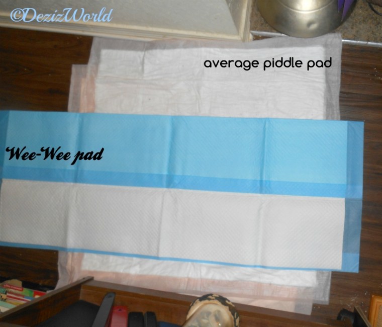 Wee Wee piddle pad on top of regular piddle pad