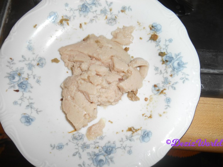 Weruva Slide n Serve chicken cat food on plate