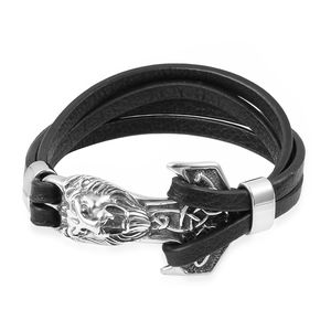 Lion head leather bracelet