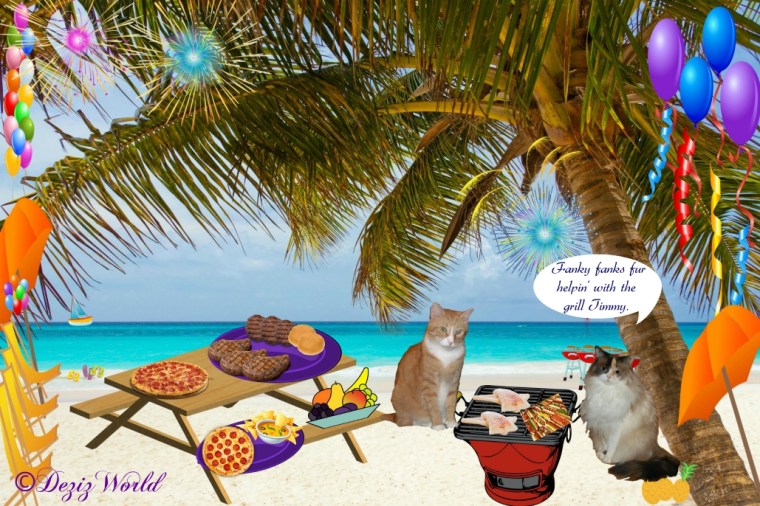 Raena and Timmy with party food