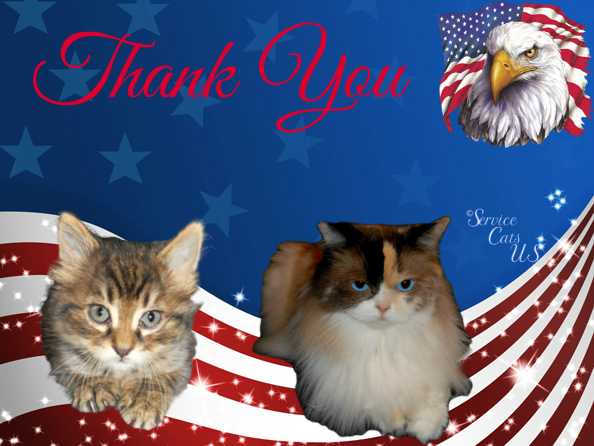 Raena and Zebby in patriotic thank you frame