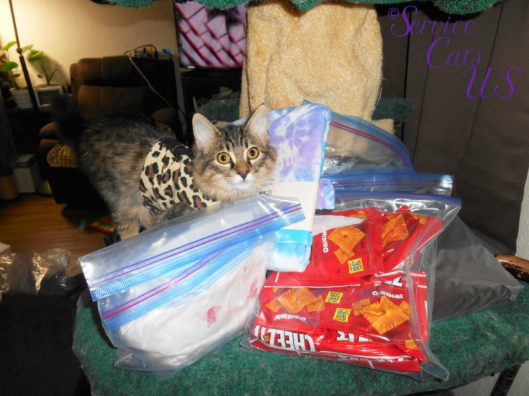 Zebby poses with gifts from cindy