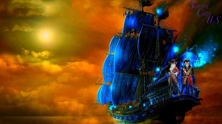 Raena and Zebby on pirate ship