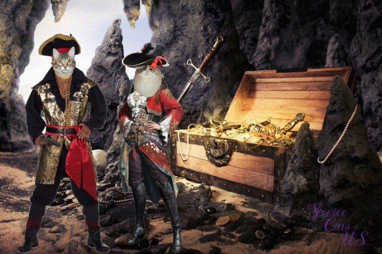 Raena and Zebby with pirate booty